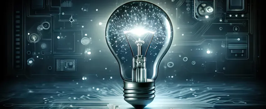 Light bulb in a motherboard-like setting